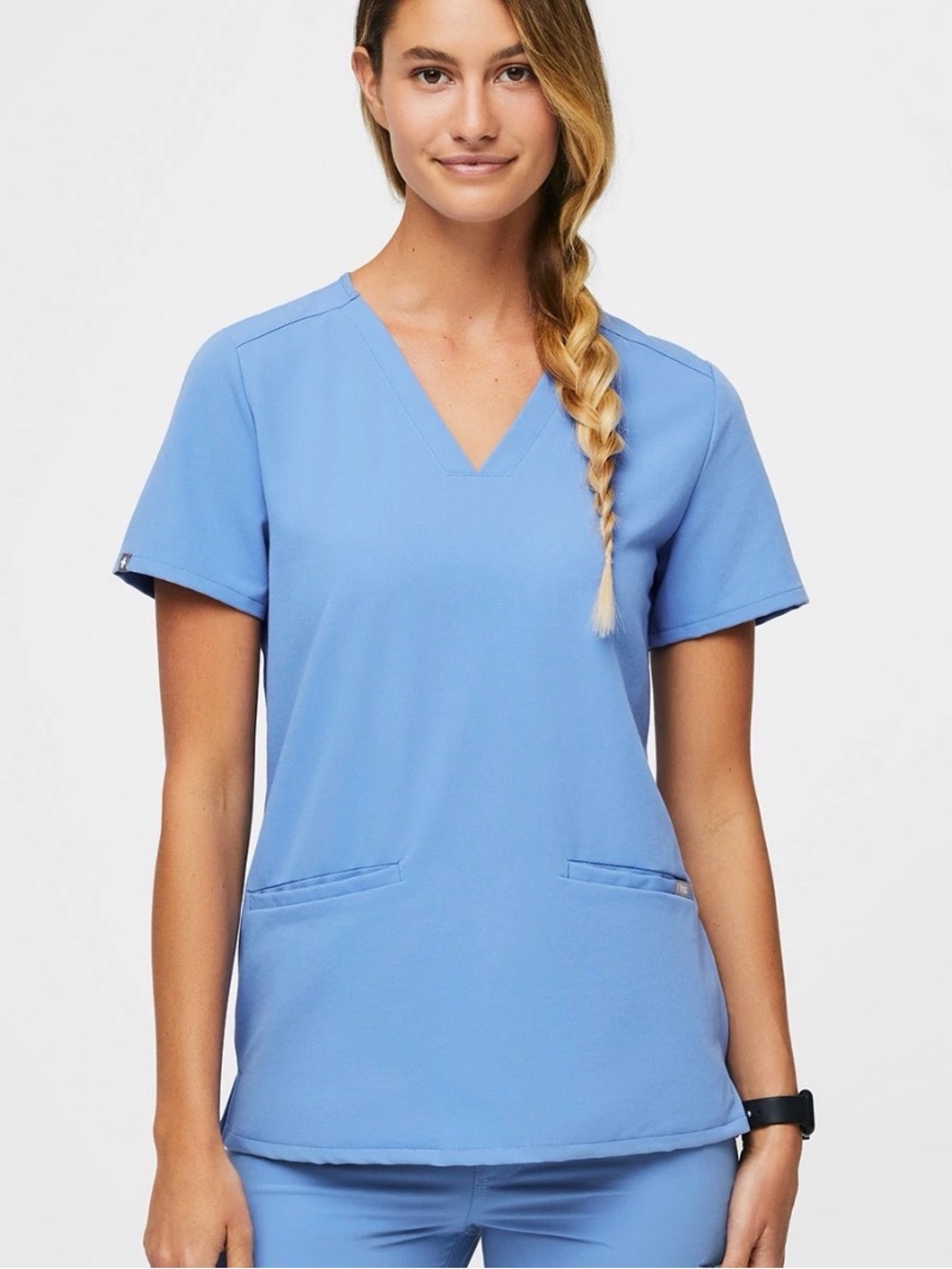 Figs Women’s Casma Scrub Top, Ceil Blue, Medium